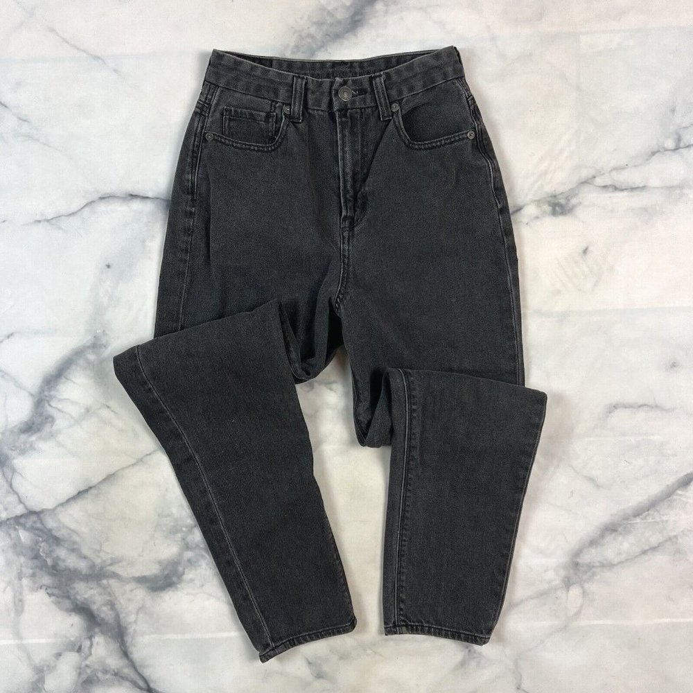 American Eagle Curvy Mom Jeans Size 0 Regular Tapered Black High Rise Waist